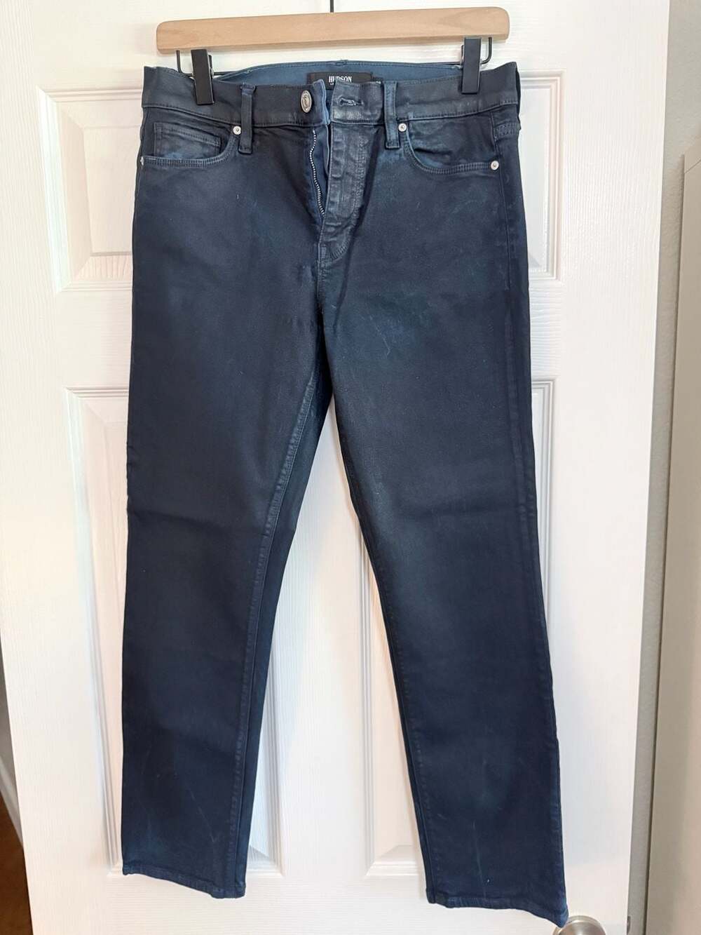 Hudson Los Angeles Nico Straight Coated Jeans Size 29 Dark Blue